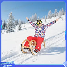 Load image into Gallery viewer, Foldable Solid Wood Adult Sled With Backrest For Snow Skiing Winter Outdoor Sports Equipment Durable Snow Tube Sleigh Adult