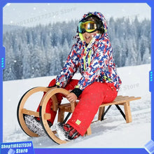 Load image into Gallery viewer, Foldable Solid Wood Adult Sled With Backrest For Snow Skiing Winter Outdoor Sports Equipment Durable Snow Tube Sleigh Adult