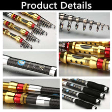 Load image into Gallery viewer, 1.8m 3.6m Carbon Fiber Telescopic Fishing Rod Portable Spinning Rod Pole Travel Sea Boat Rock Fishing Rod - Ole Misc.