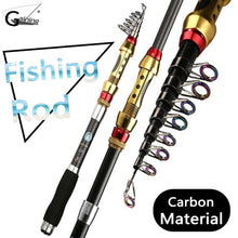 Load image into Gallery viewer, 1.8m 3.6m Carbon Fiber Telescopic Fishing Rod Portable Spinning Rod Pole Travel Sea Boat Rock Fishing Rod - Ole Misc.
