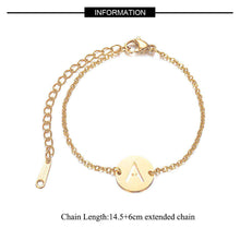 Load image into Gallery viewer, 2019 Stainless Steel A Z 26 English Letter Bracelet Gold Silver Tone Adjustable Name Chain Link Bangle Pulseras Mujer Jewelry - Ole Misc.