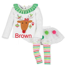 Load image into Gallery viewer, Wonderful Fashion Girls Cute Christmas Infant Toddler Santa Elk Deer Cake Dress 2 Pieces Suits - Ole Misc.