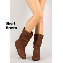 Load image into Gallery viewer, Fashion Women Winter Shoes Flat Heel Solid Color Long Boots Pointed Toe Knee High Ladies Boots Leather Stitching Casual Girl Cute Flats Boot Shoes Outdoor Non-slip Booties - Ole Misc.