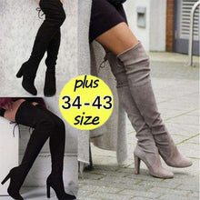 Load image into Gallery viewer, New Women's Fashion Over Knee High Boot Lace Up Sexy Stretch Slim Thigh High Heel Long Thigh Boots Shoes - Ole Misc.