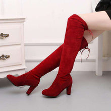 Load image into Gallery viewer, New Women's Fashion Over Knee High Boot Lace Up Sexy Stretch Slim Thigh High Heel Long Thigh Boots Shoes - Ole Misc.
