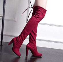 Load image into Gallery viewer, New Women's Fashion Over Knee High Boot Lace Up Sexy Stretch Slim Thigh High Heel Long Thigh Boots Shoes - Ole Misc.