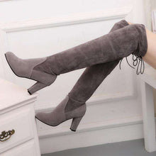 Load image into Gallery viewer, New Women's Fashion Over Knee High Boot Lace Up Sexy Stretch Slim Thigh High Heel Long Thigh Boots Shoes - Ole Misc.