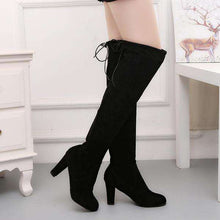 Load image into Gallery viewer, New Women's Fashion Over Knee High Boot Lace Up Sexy Stretch Slim Thigh High Heel Long Thigh Boots Shoes - Ole Misc.
