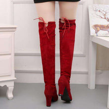 Load image into Gallery viewer, New Women's Fashion Over Knee High Boot Lace Up Sexy Stretch Slim Thigh High Heel Long Thigh Boots Shoes - Ole Misc.