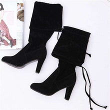Load image into Gallery viewer, New Women's Fashion Over Knee High Boot Lace Up Sexy Stretch Slim Thigh High Heel Long Thigh Boots Shoes - Ole Misc.