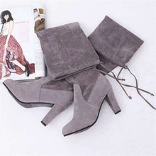 Load image into Gallery viewer, New Women's Fashion Over Knee High Boot Lace Up Sexy Stretch Slim Thigh High Heel Long Thigh Boots Shoes - Ole Misc.