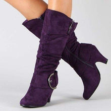 Load image into Gallery viewer, Women Soft Suede High Heel Boots Women Winter Long Boots 4 Color Red Purple Black Grey - Ole Misc.