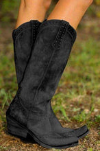 Load image into Gallery viewer, Steampunk Brown Black Women Fashion Knee High Leather Boots Meideval Vintage Cowboy Boots Long Boots Autumn Winter Warm Pointed Toe Flat Boots High Quality Women Ankle Boots Shoes Plus Size:34-43 - Ole Misc.