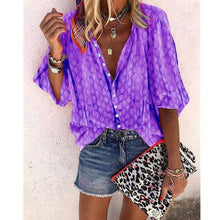 Load image into Gallery viewer, New Women Plus Size Fashion T-shirt 3/4 Sleeve Blouse Button Printing Loose Tops - Ole Misc.