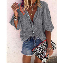 Load image into Gallery viewer, New Women Plus Size Fashion T-shirt 3/4 Sleeve Blouse Button Printing Loose Tops - Ole Misc.