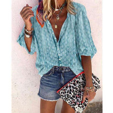 Load image into Gallery viewer, New Women Plus Size Fashion T-shirt 3/4 Sleeve Blouse Button Printing Loose Tops - Ole Misc.