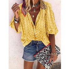 Load image into Gallery viewer, New Women Plus Size Fashion T-shirt 3/4 Sleeve Blouse Button Printing Loose Tops - Ole Misc.