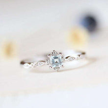 Load image into Gallery viewer, Women 925 Sterling Silver Cube Sea Blue Sapphire Fineness Rings Wedding Engagement Propose Ring Jewelry - Ole Misc.