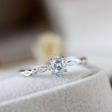 Load image into Gallery viewer, Women 925 Sterling Silver Cube Sea Blue Sapphire Fineness Rings Wedding Engagement Propose Ring Jewelry - Ole Misc.