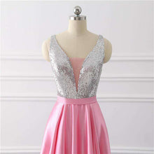 Load image into Gallery viewer, Beauty Emily Sequined A Line Gray Evening Dresses 2019 Long V Neck Formal Evening Gowns Party Prom Formal Party Dresses - Ole Misc.