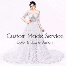 Load image into Gallery viewer, Berta Lace Applique Mermaid Bridesmaid Dresses Wear 2019 Sheer Neck Backless Full length Custom Make Fishtail Prom Pageant Gowns - Ole Misc.