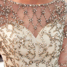 Load image into Gallery viewer, Champagne Mermaid Evening Dresses Elegant O Neck Three Quarter Sleeves robe de soiree Beaded Long Gowns Formal Party Dress 2019 - Ole Misc.
