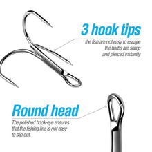 Load image into Gallery viewer, DONQL 20pcs/ Set Treble Fishing Hooks Carbon Steel Barbed Fishhooks Super Sharp Triple Hooks Sea Tackle Accessories with Box - Ole Misc.