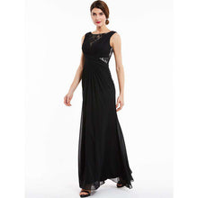 Load image into Gallery viewer, Dressv black lace scoop neck long evening dress sleeveless cheap wedding party formal dress a line evening dresses - Ole Misc.