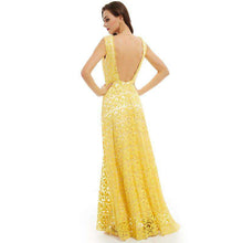 Load image into Gallery viewer, Dressv daffodil long evening dress cheap scoop neck appliques backless a line wedding party formal dress evening dresses - Ole Misc.