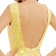Load image into Gallery viewer, Dressv daffodil long evening dress cheap scoop neck appliques backless a line wedding party formal dress evening dresses - Ole Misc.