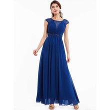 Load image into Gallery viewer, Dressv dark royal blue beading scoop neck long evening dress sleeveless wedding party formal dress a line evening dresses - Ole Misc.