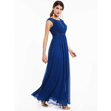 Load image into Gallery viewer, Dressv dark royal blue beading scoop neck long evening dress sleeveless wedding party formal dress a line evening dresses - Ole Misc.
