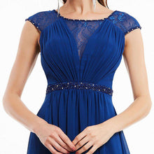 Load image into Gallery viewer, Dressv dark royal blue beading scoop neck long evening dress sleeveless wedding party formal dress a line evening dresses - Ole Misc.