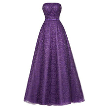 Load image into Gallery viewer, Dressv dark royal blue strapless long evening dress cheap beading lace wedding party formal dress a line evening dresses - Ole Misc.