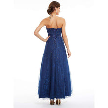 Load image into Gallery viewer, Dressv dark royal blue strapless long evening dress cheap beading lace wedding party formal dress a line evening dresses - Ole Misc.