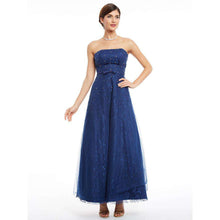 Load image into Gallery viewer, Dressv dark royal blue strapless long evening dress cheap beading lace wedding party formal dress a line evening dresses - Ole Misc.