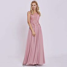 Load image into Gallery viewer, Dressv peach long evening dress cheap scoop sleeveless a line zipper up wedding party formal dress appliques evening dresses - Ole Misc.