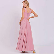 Load image into Gallery viewer, Dressv peach long evening dress cheap scoop sleeveless a line zipper up wedding party formal dress appliques evening dresses - Ole Misc.