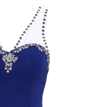 Load image into Gallery viewer, Dressv royal blue beading v neck long evening dress sleeveless wedding party formal dress a line evening dresses - Ole Misc.