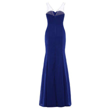 Load image into Gallery viewer, Dressv royal blue beading v neck long evening dress sleeveless wedding party formal dress a line evening dresses - Ole Misc.