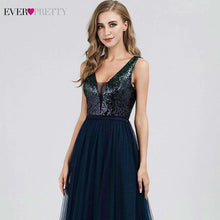 Load image into Gallery viewer, Elegant Evening Dresses Long Ever Pretty V Neck A Line Sleeveless Sequined Formal Dresses EP07910NB Sparkle Party Gowns 2019 - Ole Misc.