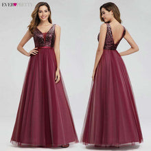 Load image into Gallery viewer, Elegant Evening Dresses Long Ever Pretty V Neck A Line Sleeveless Sequined Formal Dresses EP07910NB Sparkle Party Gowns 2019 - Ole Misc.