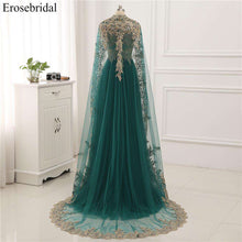 Load image into Gallery viewer, Erosebridal Gold Lace A line Evening Dress Draped Gown Formal Dress Women Elegant with Illuxion Back 7 Color Prom Party Wear - Ole Misc.