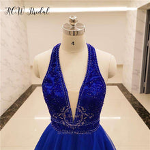 Load image into Gallery viewer, Exquisite Royal Blue Diamond Evening Dress 2019 Real Photos V Neck Backless A Line High Quality Long Formal Dresses Customize on AliExpress - 11.11_Double 11_Singles' Day - Ole Misc.