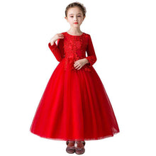 Load image into Gallery viewer, Flower Girl Party Banquet Fall and Winter Knitted Wool Dresses Floor Length Girls Pageant Dresses Wedding Party Dress vestidos - Ole Misc.