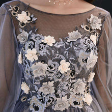 Load image into Gallery viewer, It's YiiYa Evening Dress Full Appliques Beading Flowers Beautiful Formal Dresses Blue Gray Lantern Sleeve Long Party Gown E064 - Ole Misc.