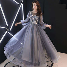 Load image into Gallery viewer, It's YiiYa Evening Dress Full Appliques Beading Flowers Beautiful Formal Dresses Blue Gray Lantern Sleeve Long Party Gown E064 - Ole Misc.