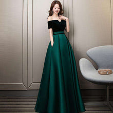 Load image into Gallery viewer, It's YiiYa Evening Dresses Sexy Boat Neck Lace up Prom Formal Dress Elegant Green Backless Pockets Long A line Party Gowns E349 - Ole Misc.