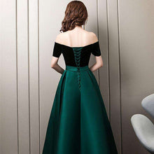 Load image into Gallery viewer, It's YiiYa Evening Dresses Sexy Boat Neck Lace up Prom Formal Dress Elegant Green Backless Pockets Long A line Party Gowns E349 - Ole Misc.