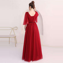 Load image into Gallery viewer, It's Yiiya Evening Dresses 2019 Burgundy Sexy V Neck Half Sleeve Floor Length Dresses Elegant Women Party Formal Dresses LX918 - Ole Misc.
